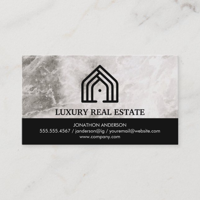 House Icon | Real Estate Marble Business Card (Front)