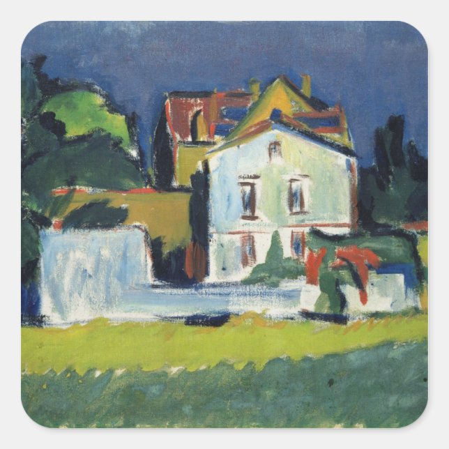 House in a Landscape Square Sticker (Front)