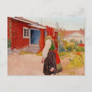 House in Falun with Girl Postcard