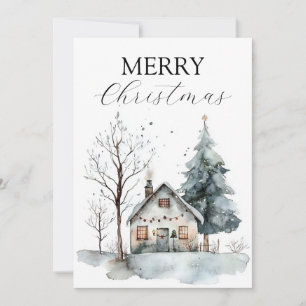 House In Snow Holiday Card