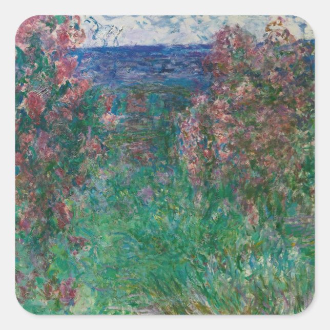House in the Roses, Monet Square Sticker (Front)