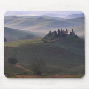 House in Tuscany in the morning fog mousepad
