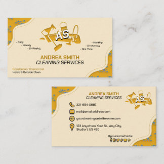House Keeping Cleaning Commercial Services Yellow Business Card