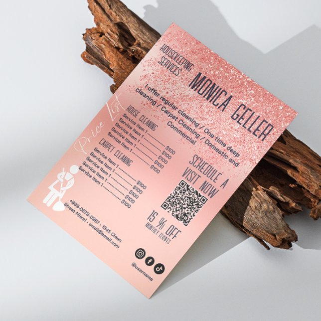 House Keeping Maid Price Rose Gold Blush Qr Code Invitation (House Keeping Maid Price Rose Gold Blush Qr Code Invitation)