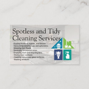 House Keeping Services Clean Living Room Business Card