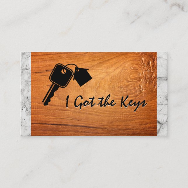 House Keys | Wood Marble Business Card (Front)