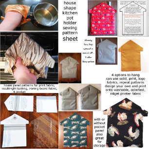 House Kitchen Potholder Sewing Pattern Download  Poster