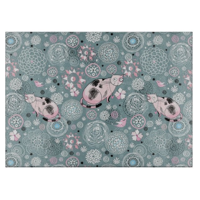 House Kitty Pattern Cutting Board (Front)