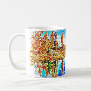 House Lake Wood Forest Tree Sky Drawing Paint Coffee Mug