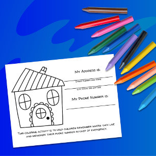 House Learn Emergency Info for Kids Activity Card
