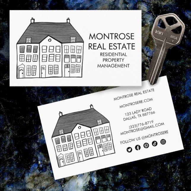 House Line Art Minimal Custom Real Estate  Business Card (Creator Uploaded)