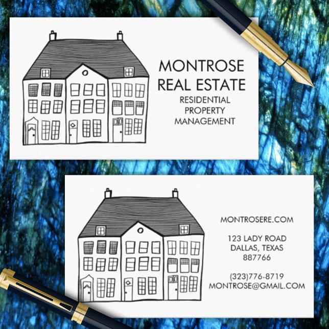 House Line Art Minimal Custom Real Estate  Business Card (Creator Uploaded)