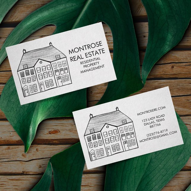 House Line Art Minimal Custom Real Estate  Business Card (Creator Uploaded)