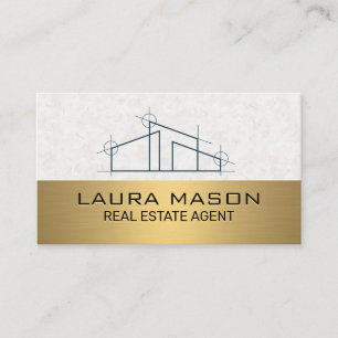 House Logo Gold Metallic Business Card