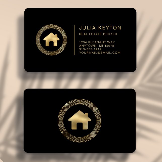 House Logo Gold Premium Black Real Estate Business Card (Creator Uploaded)