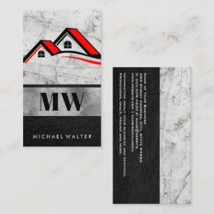 House Logo   Monogram   Marble Leather Business Card