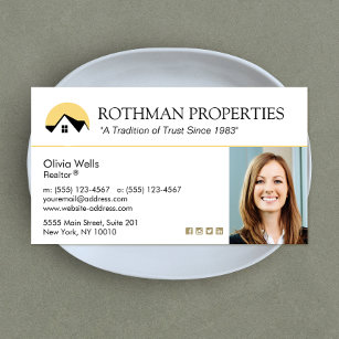 House Logo Real Estate Agent  Add Photo Business B Business Card