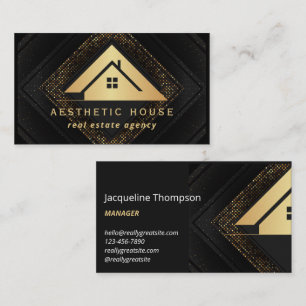 House Logo Real Estate Black & Gold Realtor  Business Card