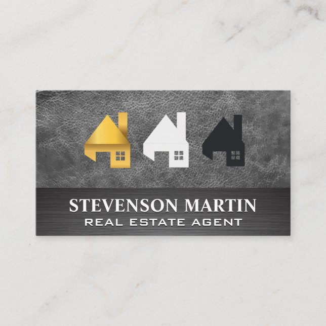 House Logos | Leather  Business Card (Front)