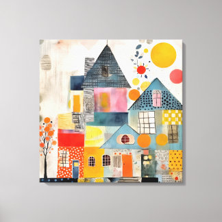 House made of a collage of pieces and textures canvas print