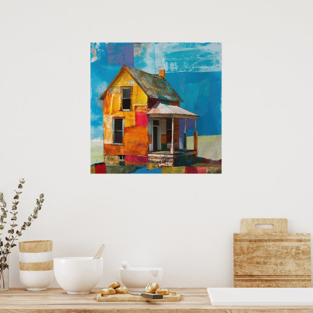 House made of a collage of pieces and textures poster (Kitchen)
