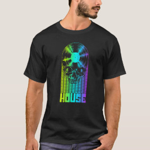House Music Dj Vinyl Record Music Equalizer Skull T-Shirt
