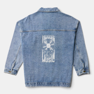House Music Dj Vinyl Record Music Gothic Skull Lp Denim Jacket