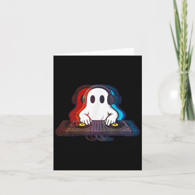 House Music Ghost Optical Illusion Boo Edm Hallowe Card (Front)