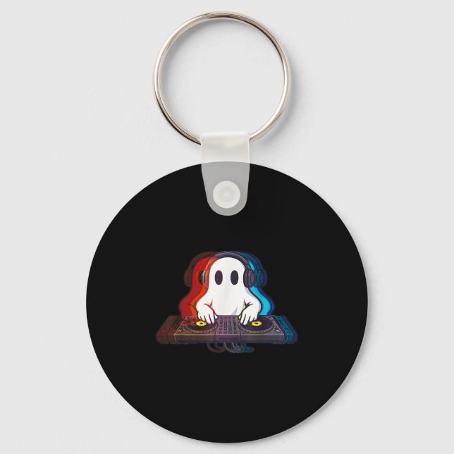 House Music Ghost Optical Illusion Boo Edm Hallowe Key Ring (Front)