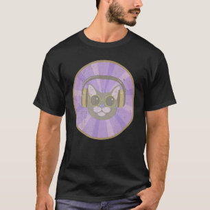 House Music Kitty Dj Cat Headphones Vintage Retro T-Shirt