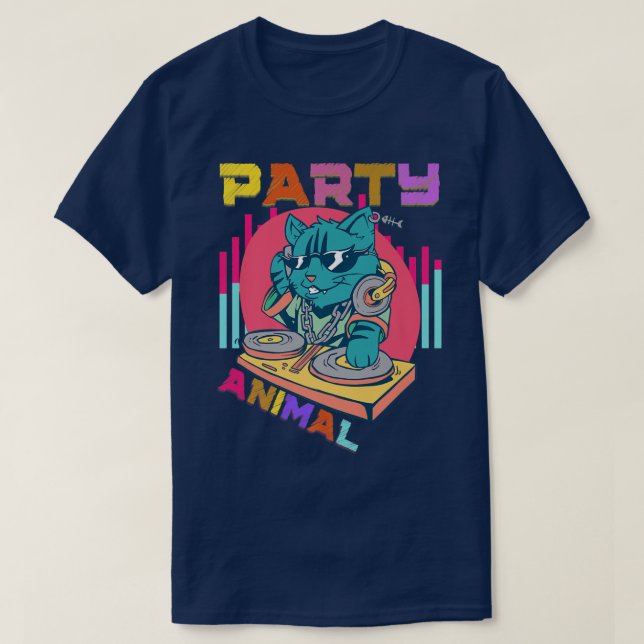 House Music Rave Cat Party Animal Kitty Dj Youth C T-Shirt (Design Front)