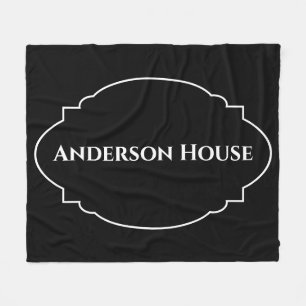 House Name Black and White Home Merch Family Merch Fleece Blanket