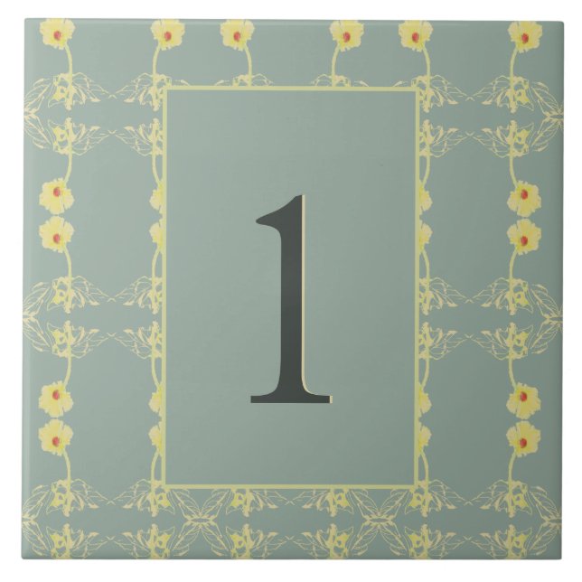 House Number Floral w/Sage Green Tile (Front)