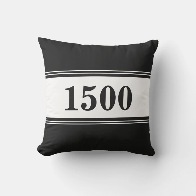 House Number for Street Address on Black and White Cushion (Front)