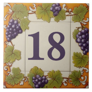 House Number Sign Purple Grapes Custom No. Plaque Tile