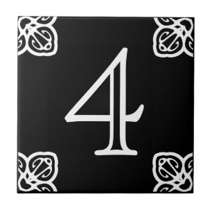 House Number - Spanish White on Black Tile