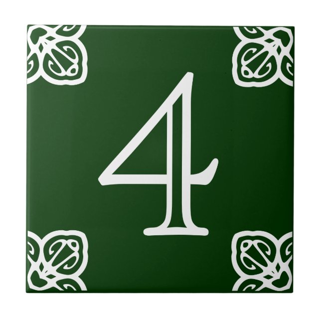 House Number - Spanish White on Green Tile (Front)