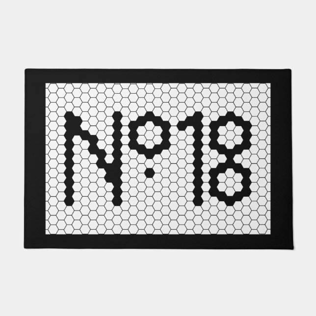 House Number Vintage Tile Design Doormat (Front)