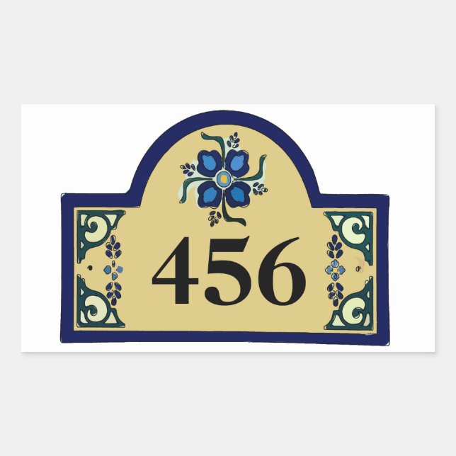 House Numbers Change Text Rectangular Sticker (Front)