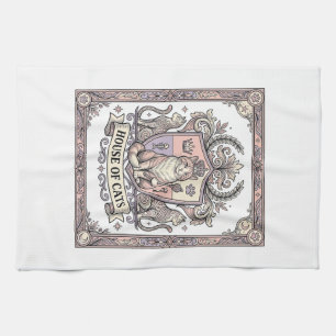 House Of Cats Cat Heraldry Coat of Arms Vintage Tea Towel