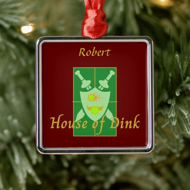 House of Dink Pickleball Crest Personalised Metal Tree Decoration (Tree)