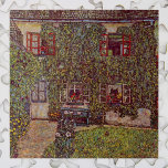 House of Guardaboschi by Gustav Klimt, Vintage Art Jigsaw Puzzle<br><div class="desc">The House of Guardaboschi (1912) by Gustav Klimt is a vintage Victorian Era fine art symbolism painting. An exterior view of a country cottage house with flowers and plants in the windows and ivy growing on the walls. A blue bench is up against the home overlooking the garden. About the...</div>