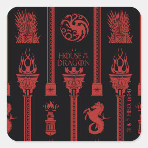 House of the Dragon Crest Pattern Square Sticker