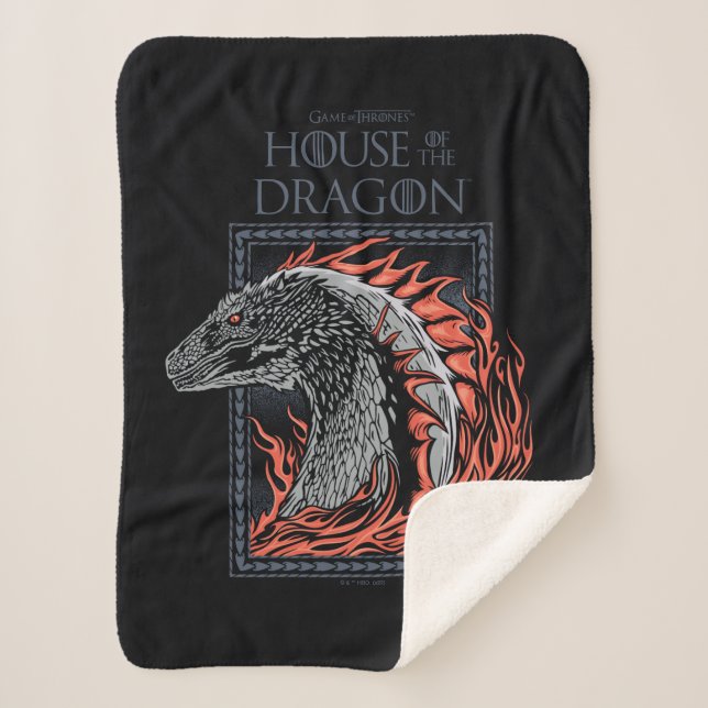 HOUSE OF THE DRAGON | Dragon Profile in Flames Sherpa Blanket (Front)