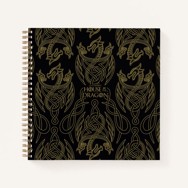 HOUSE OF THE DRAGON | Gold Filigree Dragon Pattern Notebook (Front)
