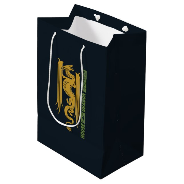 House of the Dragon Gold & Green New Year | 恭喜發財 Medium Gift Bag (Front Angled)