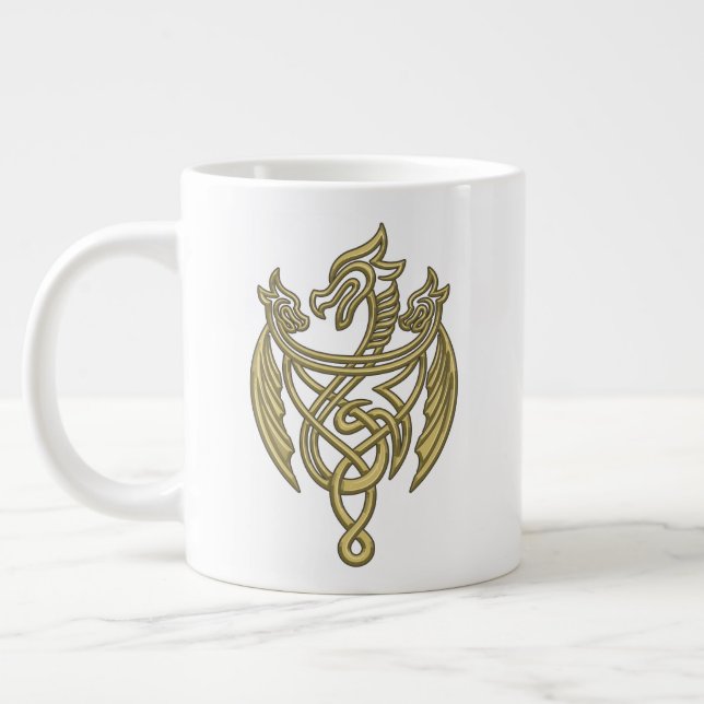 HOUSE OF THE DRAGON | Golden Filigree Dragon Crest Large Coffee Mug (Left)