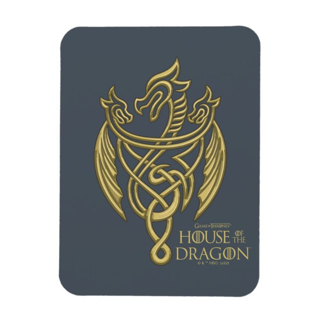 HOUSE OF THE DRAGON | Golden Filigree Dragon Crest Magnet (Vertical)