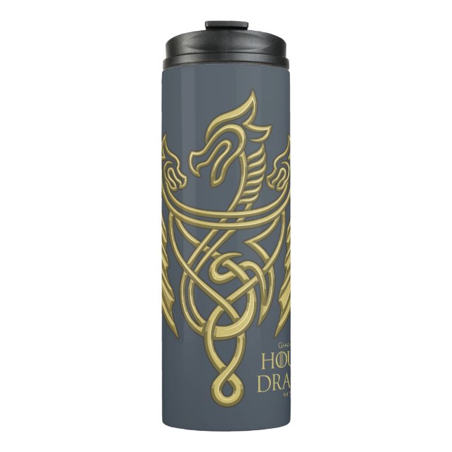 HOUSE OF THE DRAGON | Golden Filigree Dragon Crest Thermal Tumbler (Front)