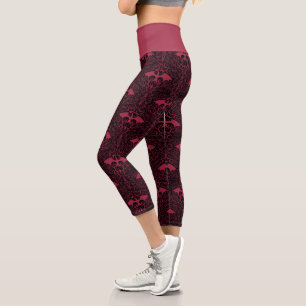 HOUSE OF THE DRAGON   Red Dragon Filigree Pattern Capri Leggings